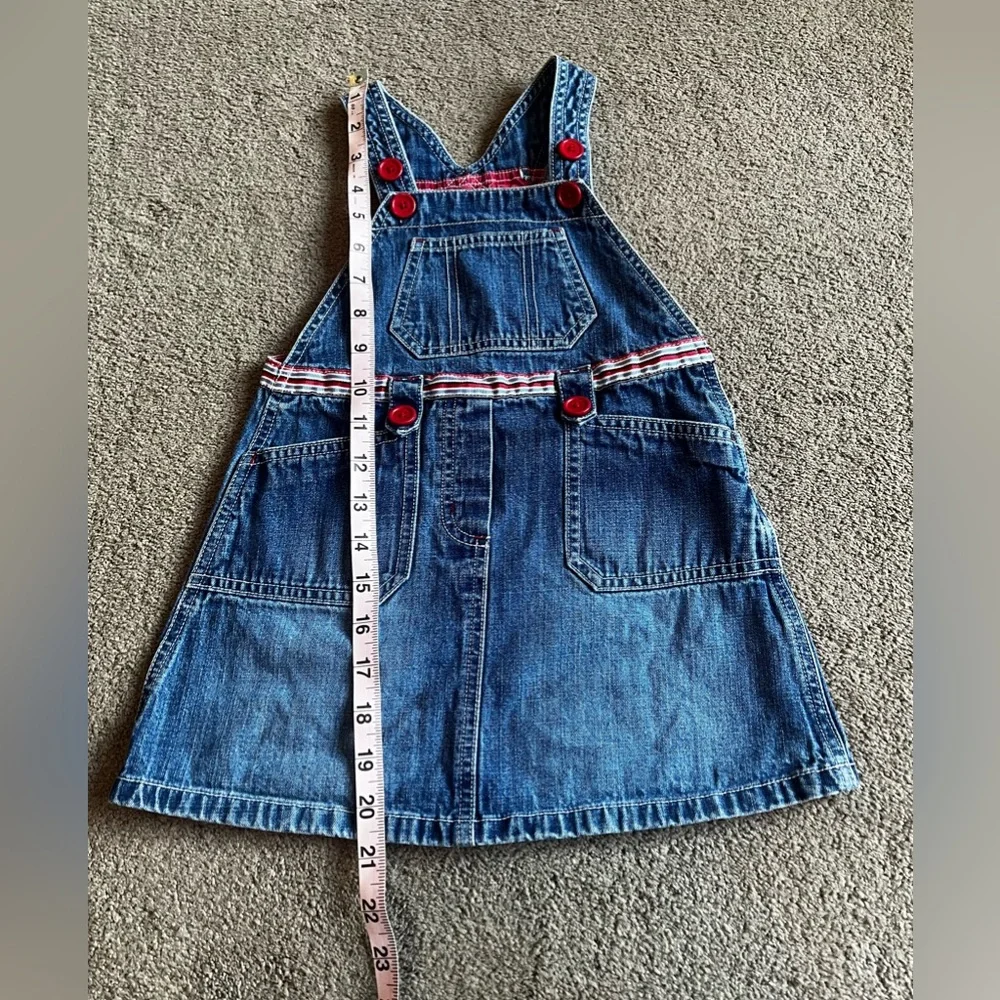 Vintage 2003 Gymboree Toddler Size 3 Denim Red & Blue 4th of July Overall Dress